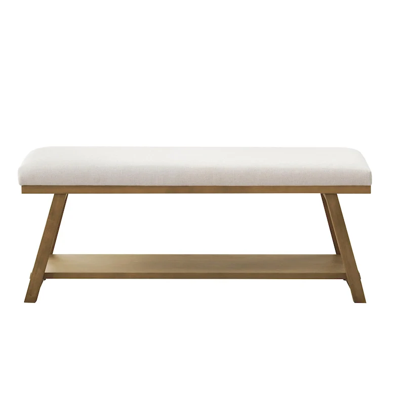 Solid Wood Shoe Bench with Cushion Entryway Shoe Bench