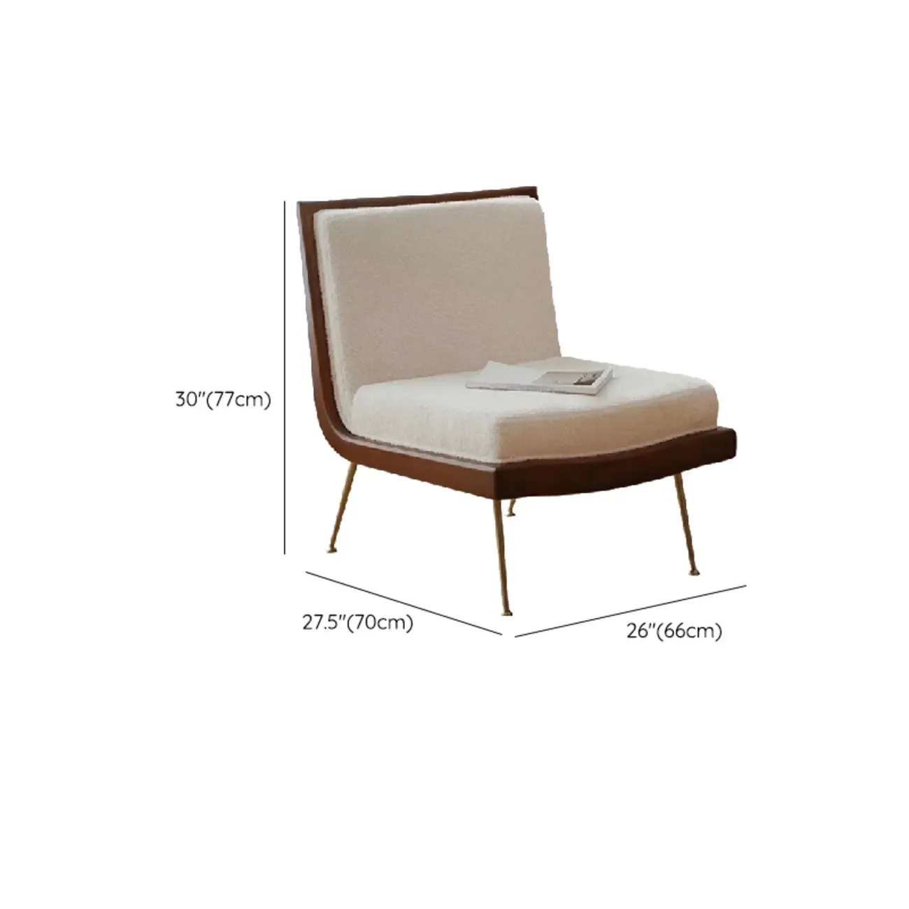 Glam Sherpa Accent Arm Chair with White Cushion