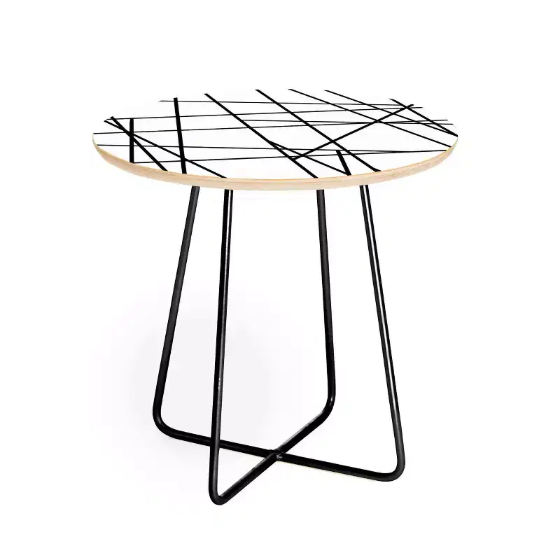 Deny Designs Gabriela Fuente Architecture Side Round Table Black: Modern Stain-Resistant, Wood Composite Top, Steel Frame
