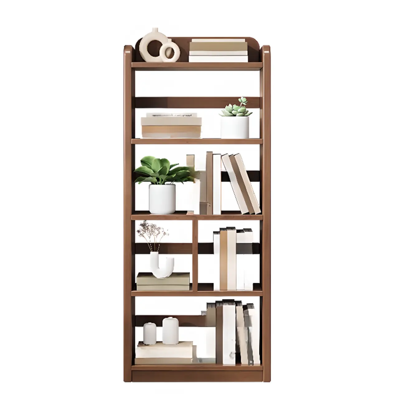 Rectangle Multi-Shelf Open Back Brown Wood Bookcase