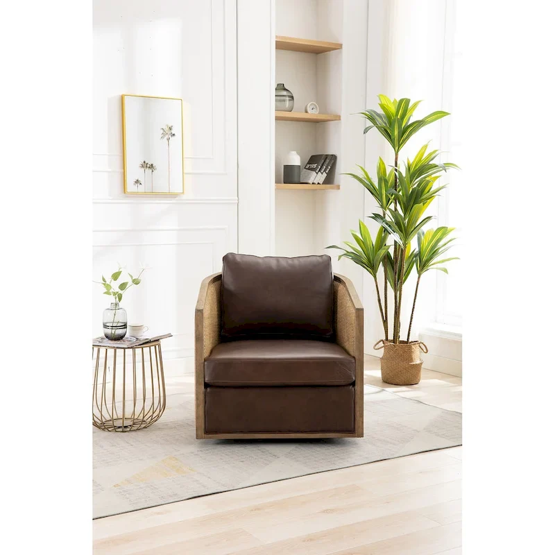Grey / Beige / Brown / Carbon Black / Oyster Grey 360° Swivel Barrel Accent Chair with Metal Base – 1-Seater