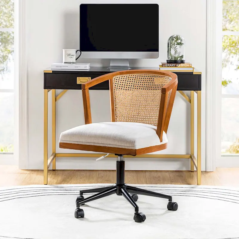Modern Rattan Swivel Height Adjustment Office Chair