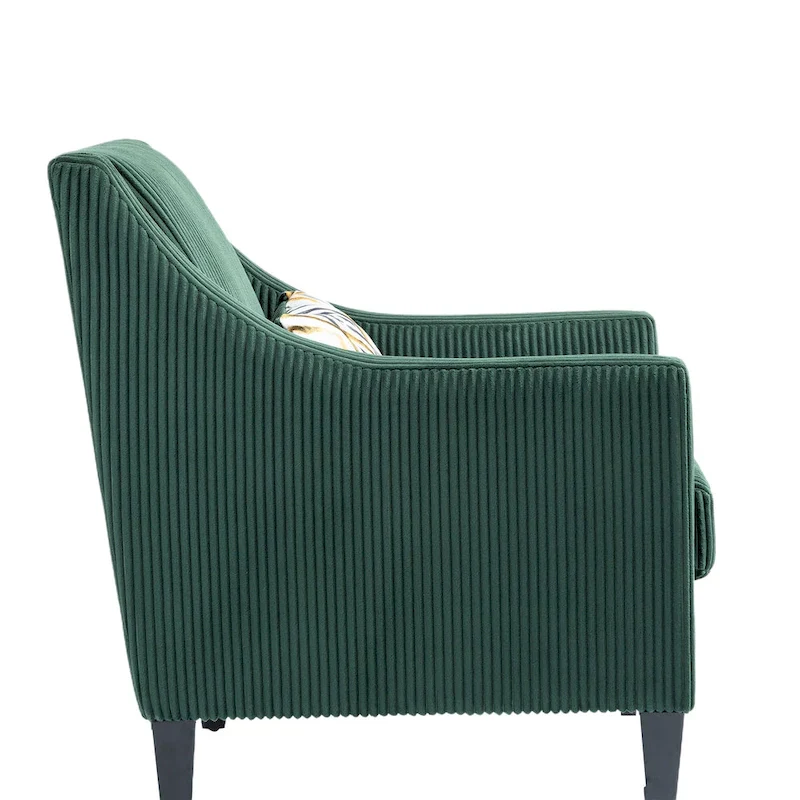 Emerald 26.77 Upholstered Arm Chair with Scooped Arms and Rubber Wood Legs