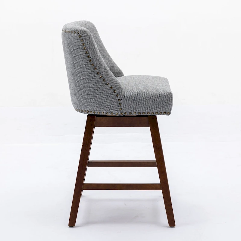 Counter Height Swivel Barstools, 26 H Seat Height Upholstered Bar Stools Set of 2, Fabric