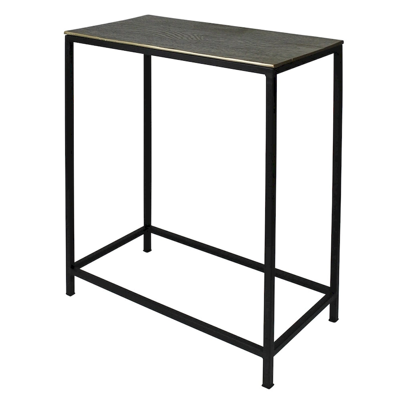 HomeRoots Set of Three Brass and Black Aluminum and Iron Frame Nested Tables - 11.5' X '26' X '21