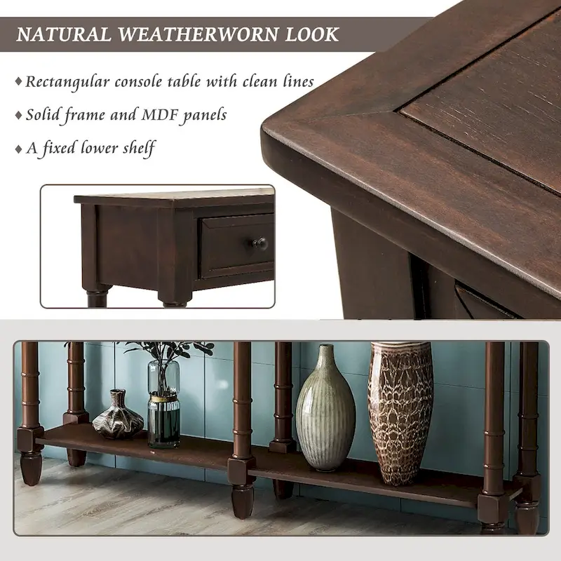 2-drawer Console Table - 11.10 x 58.00 x 34.00
