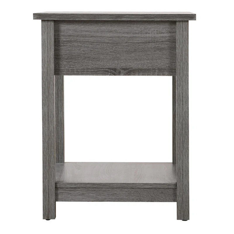 Wooden Nightstand with Drawer and Shelf