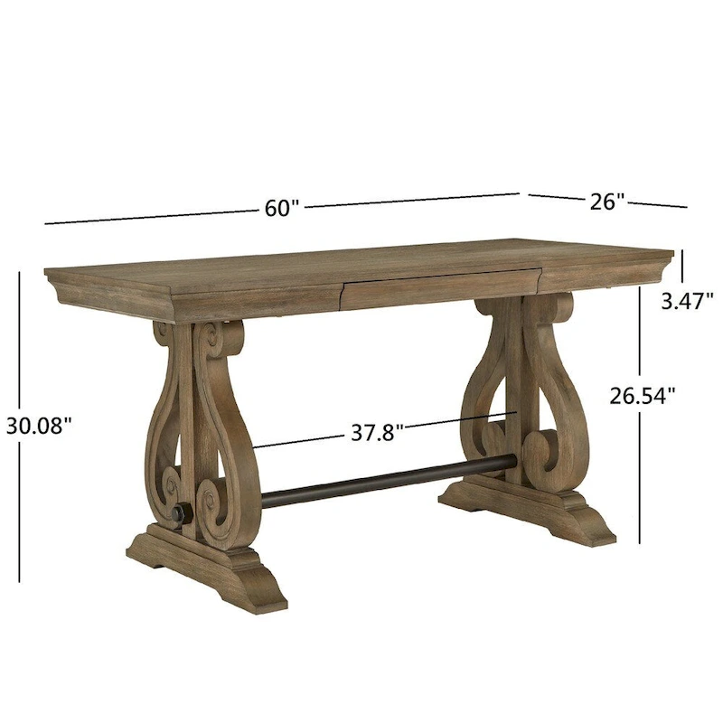 Gannon Wire Brushed Wood Oak Finish 1-Drawer Writing Desk by iNSPIRE Q Artisan