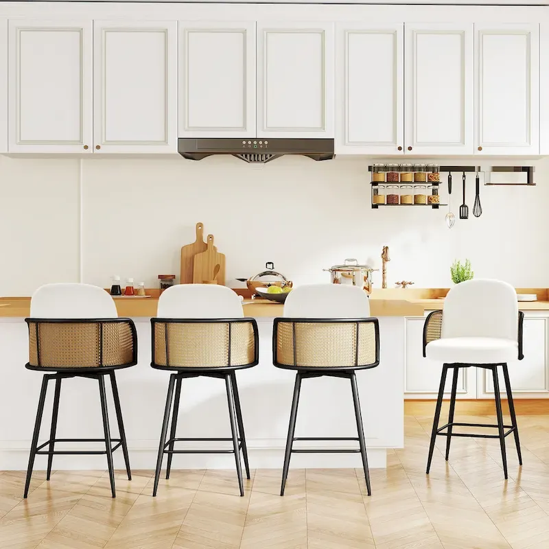 26-Inch Fabric Upholstered Swivel Counter Height Bar Stools - 38.2 H x 21.5 W x 23.2 D