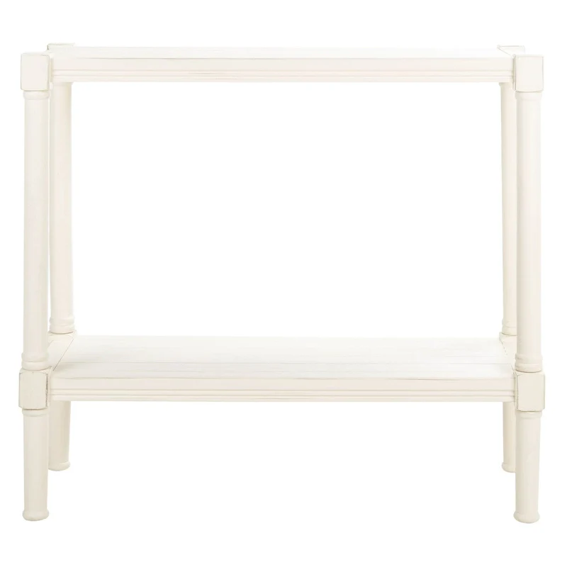 Distressed White Console Table with Bottom Shelf, 1-Piece