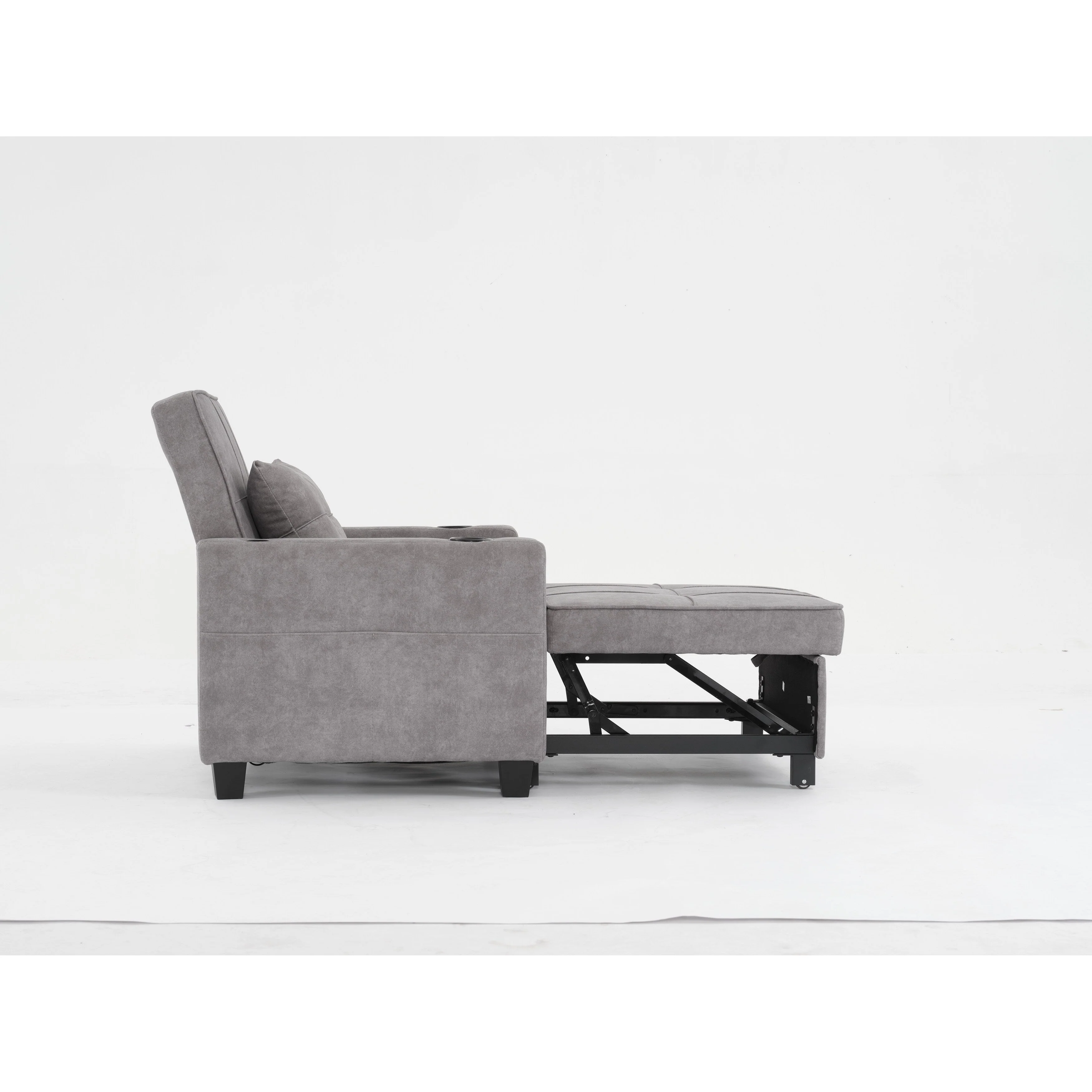 Light Grey 68.12 Tech Clothr 3-in-1 Single Convertible Pull Out Sofa with USB Ports and Wear-resistantfor Living Room