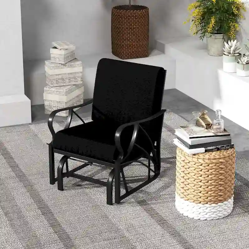 Costway Patio Rocking Chair with Cushion Heavy-Duty Metal Frame Smooth - See Details