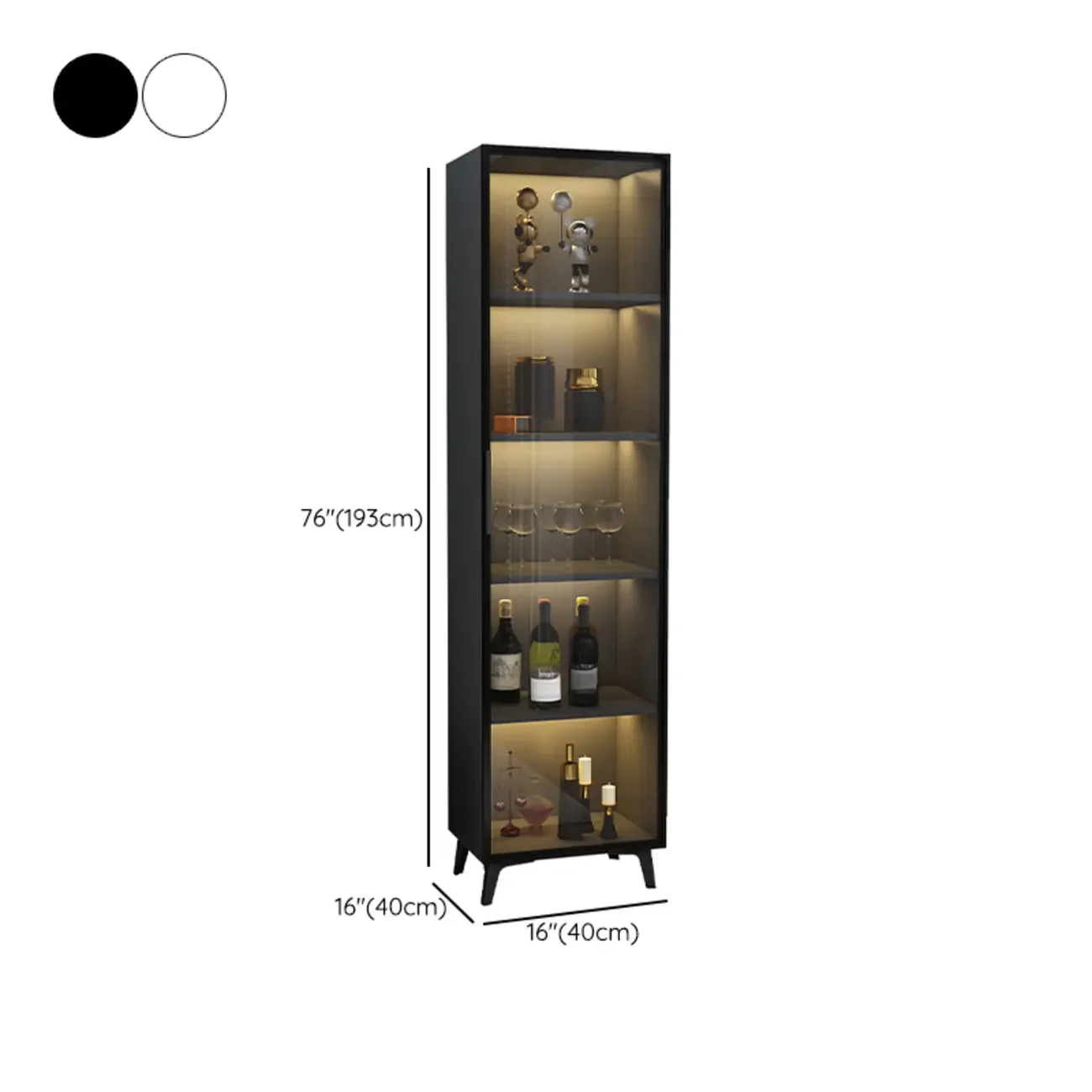 Compact Freestanding Enclosed Wooden Glass Curio Cabinet