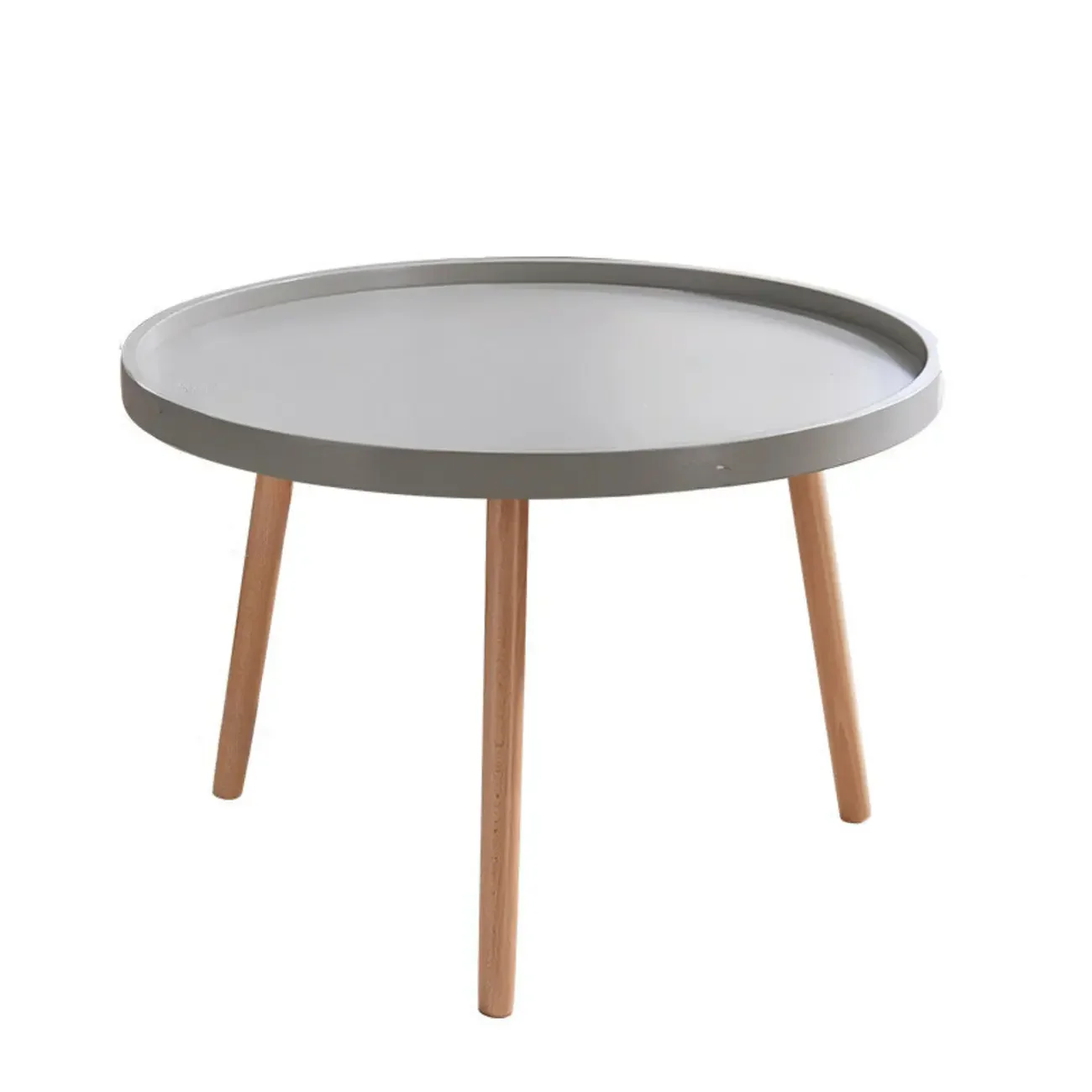 Modern Round Waterproof Coffee Table with Wood Three Leg