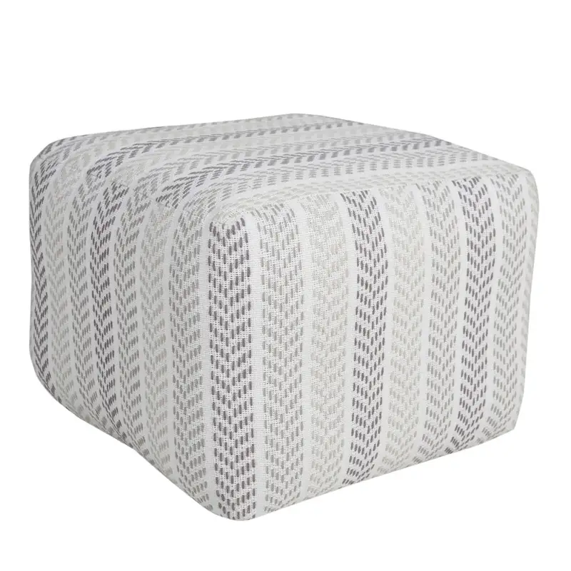 HomeRoots 18 Gray 100% Cotton Ottoman
