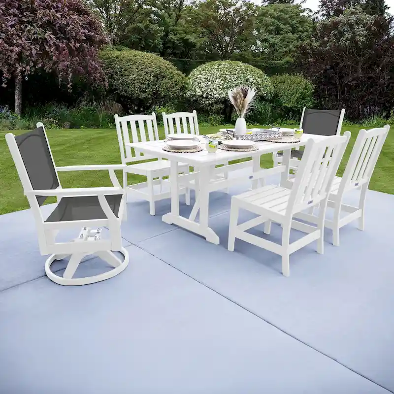 LuXeo Tuscany Sling Swivel Dining 7-Piece Set