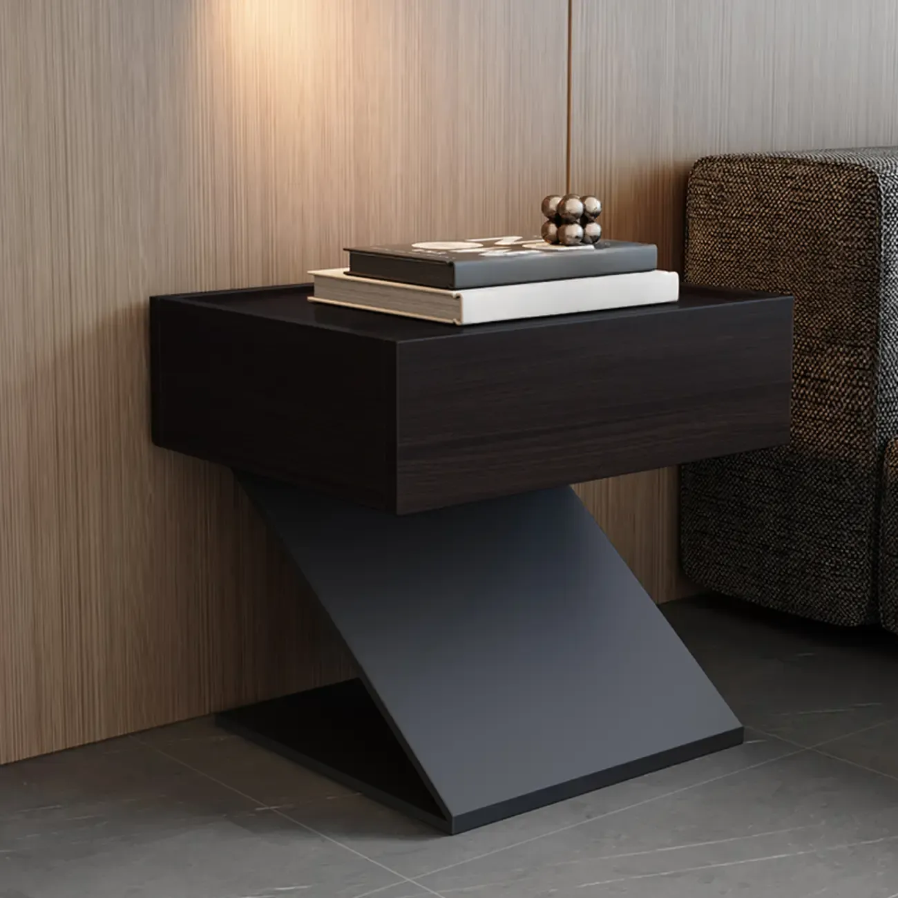 Modern Wood Nightstand with Drawer and Z-Base