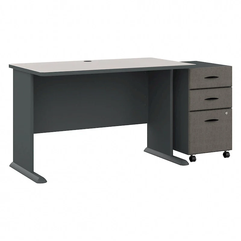 48W Office Desk with 3-Drawer Mobile File Cabinet