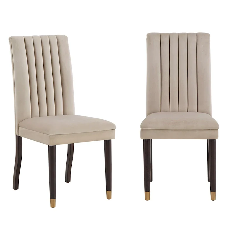 Velvet Channel Back Dining Chairs Set of 2 - Upholstered