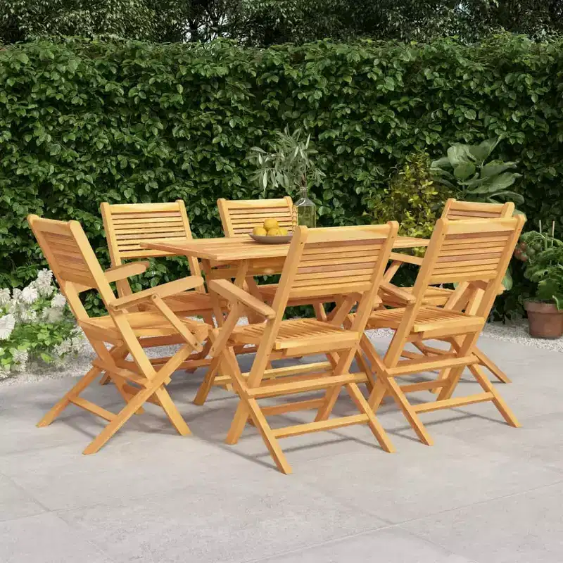 vidaXL Patio Dining Set Outdoor Table and Chair Furniture Solid Wood Teak
