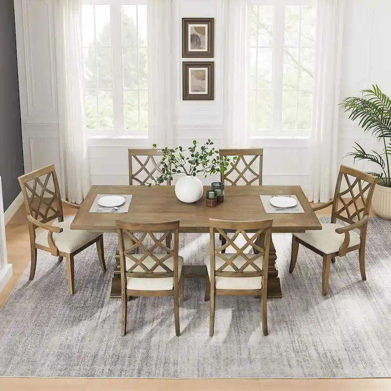 Modern Dining Chairs with Armrests and Upholstered Seat - 2 Pack