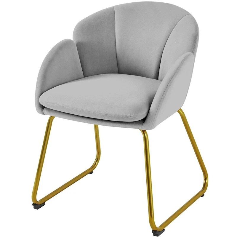 Yaheetech Flower Shape Velvet Armchair Accent Chair with Golden Metal Legs