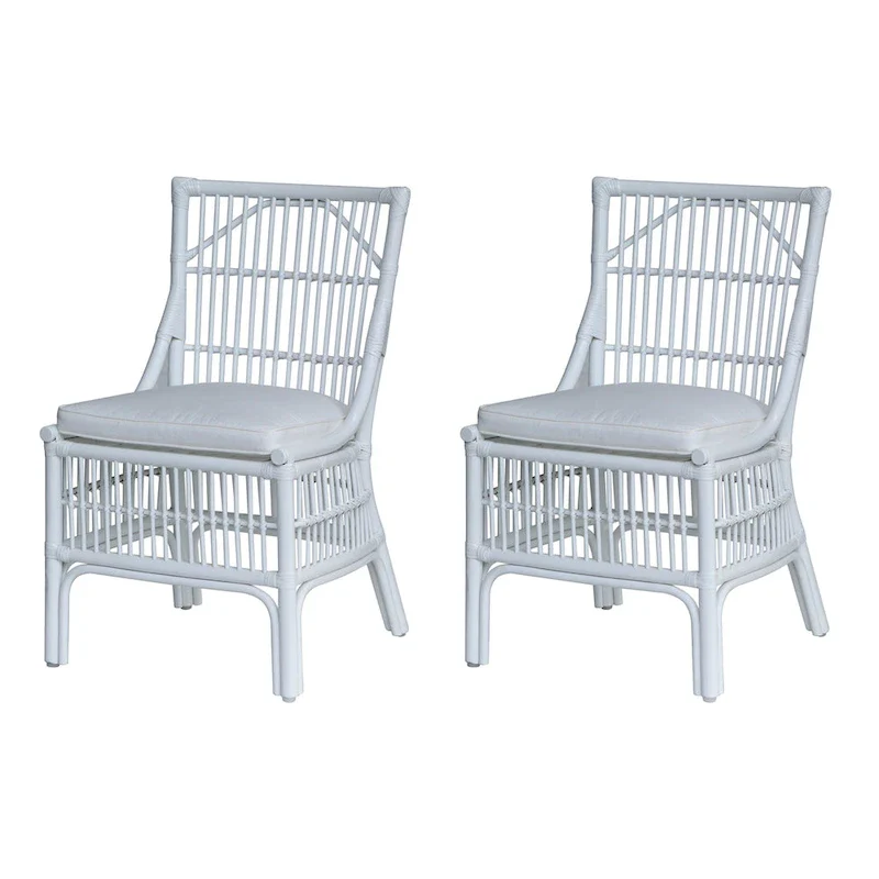 Rattan Slat Back Cushioned Dining Chairs, Set of Two by East at Main