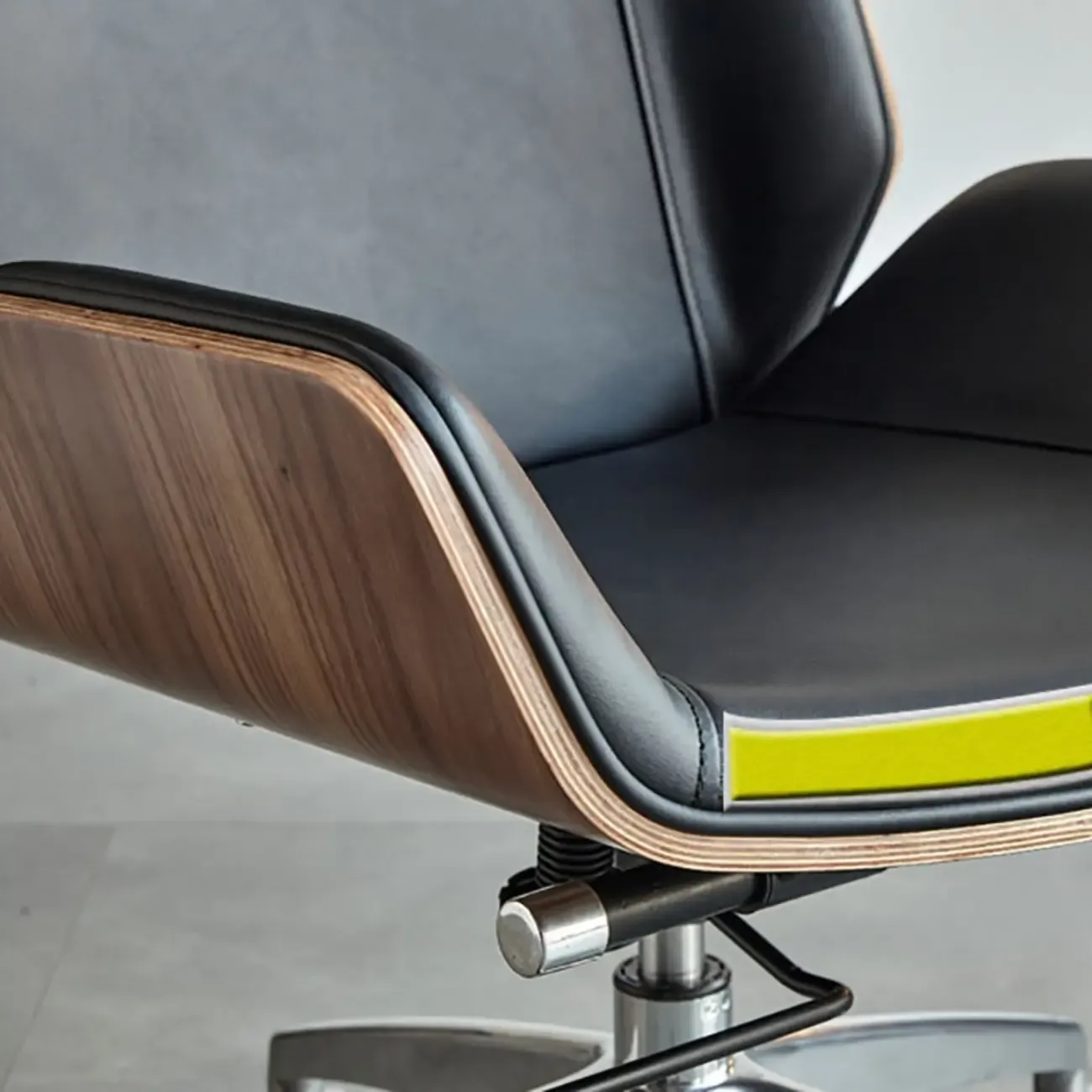 High-Back Black Leather Adjustable Swivel Office Chair