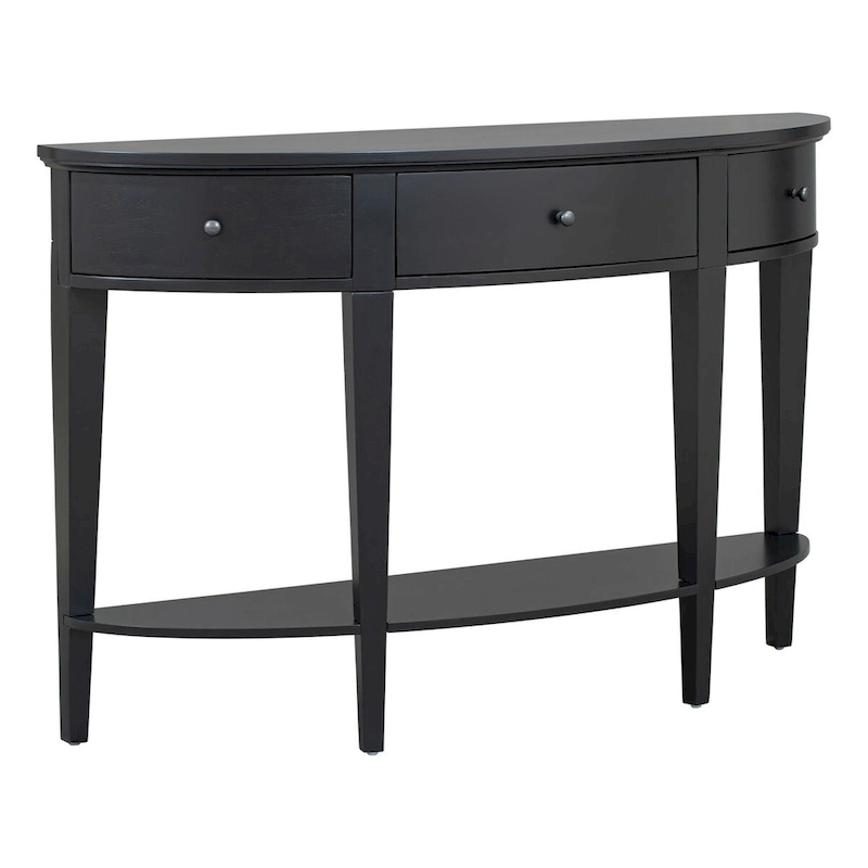 Modern Curved Console Table Sofa Table,3 drawers,1 Shelf,Black