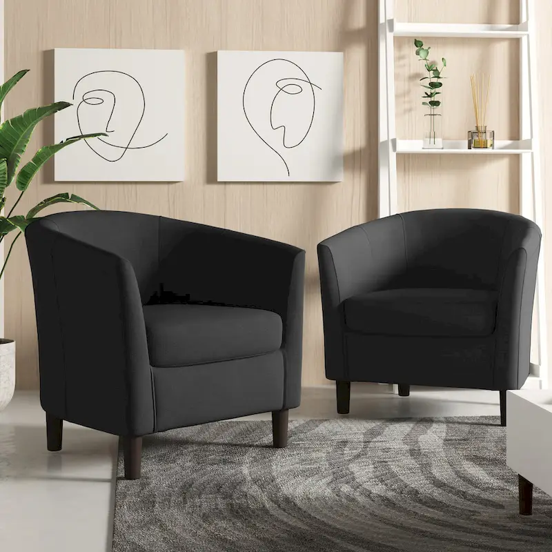 Linen Barrel Accent Chairs - Beige/Blue/Grey/Khaki/Light Grey, Modern Design