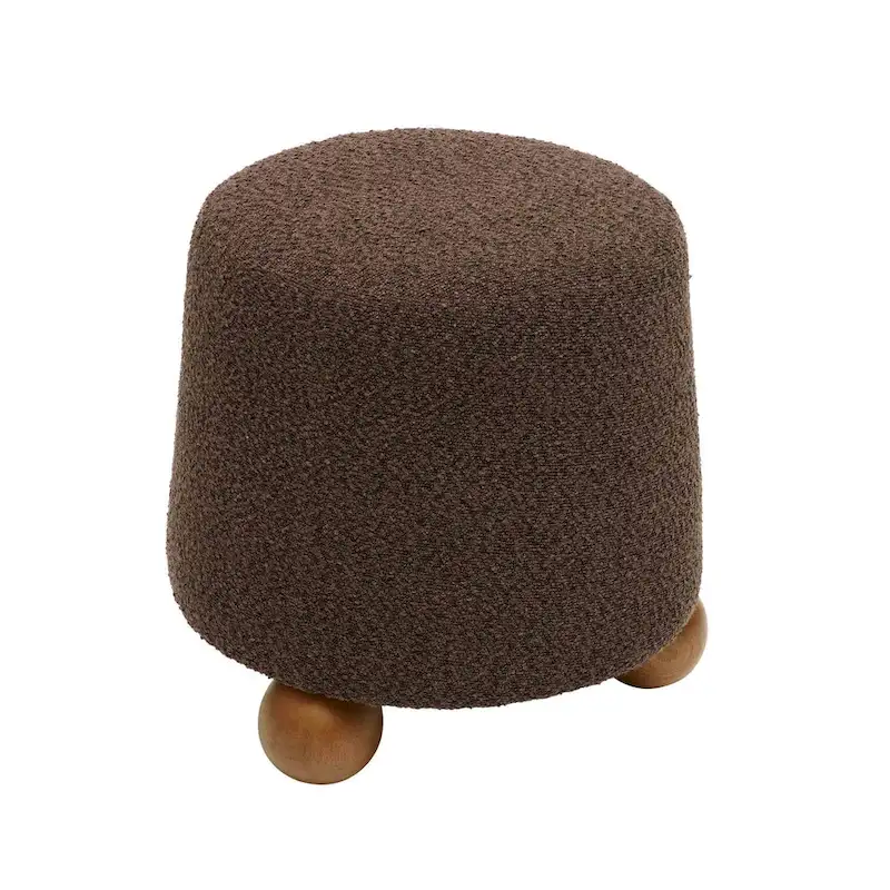 Chocolate Brown Boucle Upholstered Stool - Small