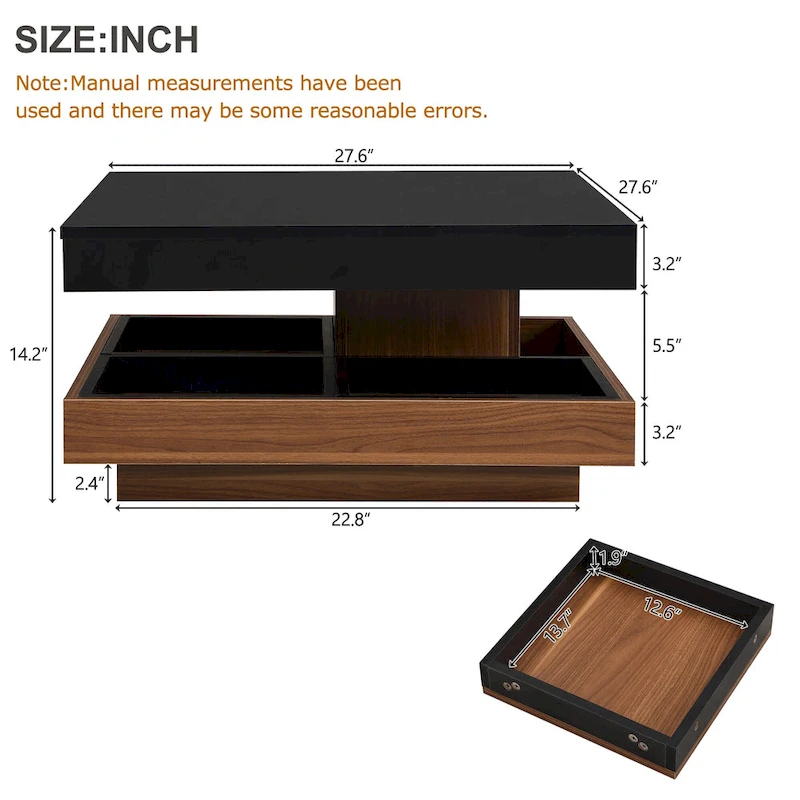 Modern Square Rotating Coffee Table