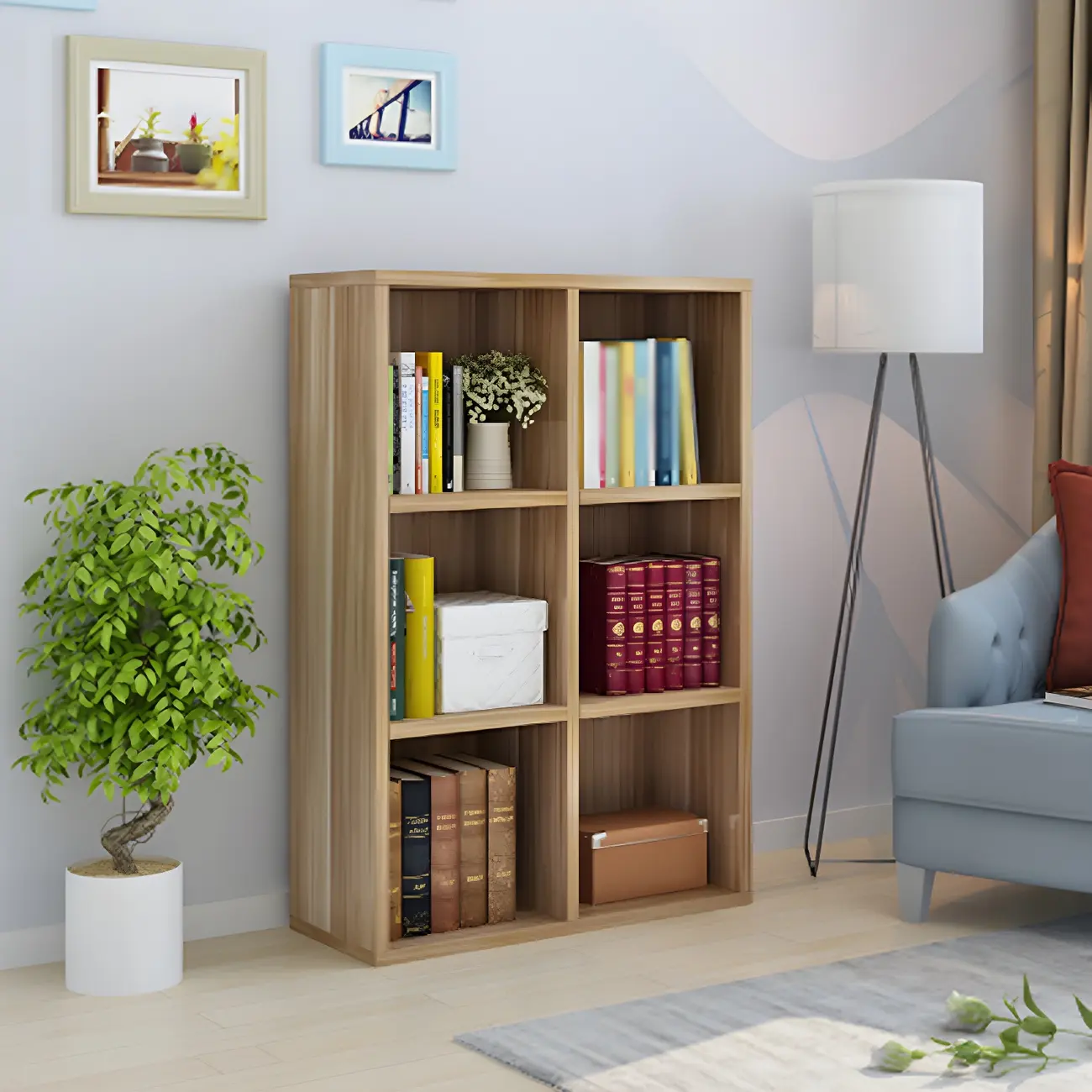 Scandinavian 3-Tier Black Cube Wood Bookcase