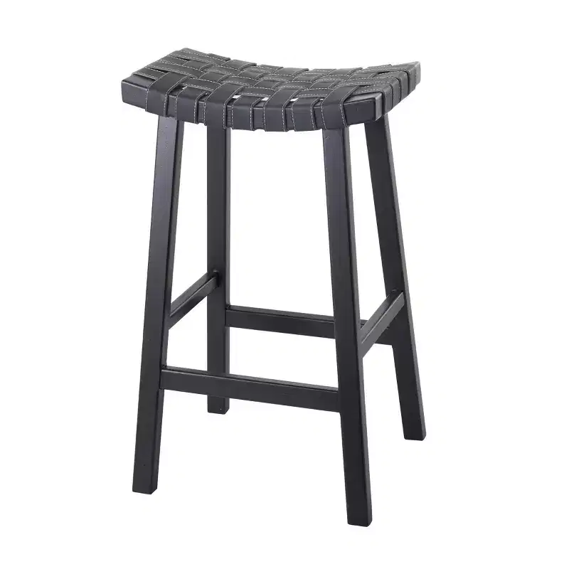 Rustic Birch Barstool Black - Olivia & May: 30" Fixed Height, Wood Frame, Spot Clean