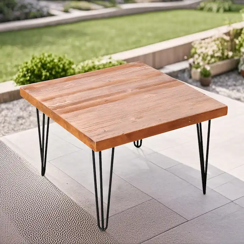 Greenage Wood End Table with Iron Legs