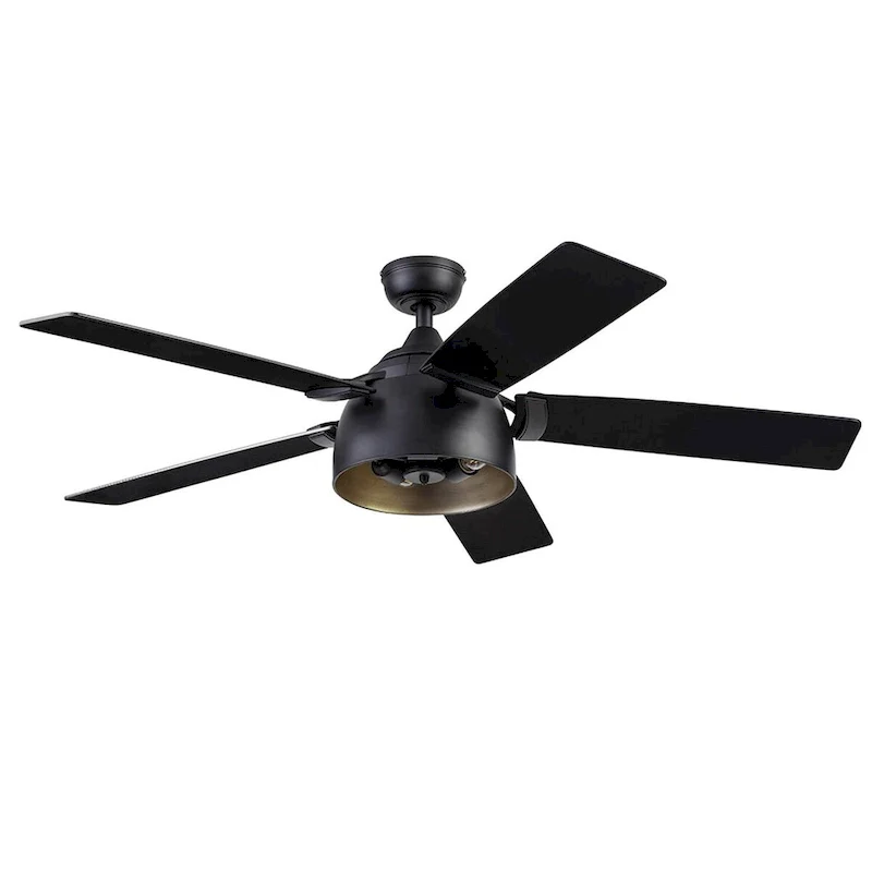 52  Prominence Home Octavia Matte Black Industrial Style LED Ceiling Fan with Light, Remote Control