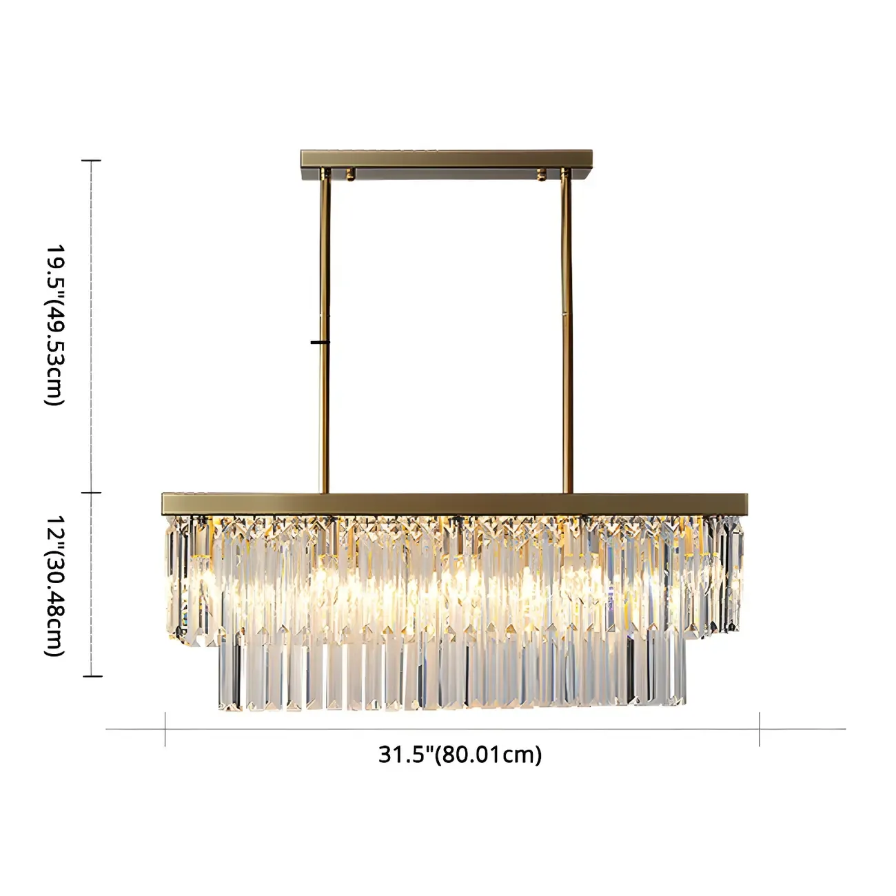 Modern Large Crystal Rectangle Island Pendant Light