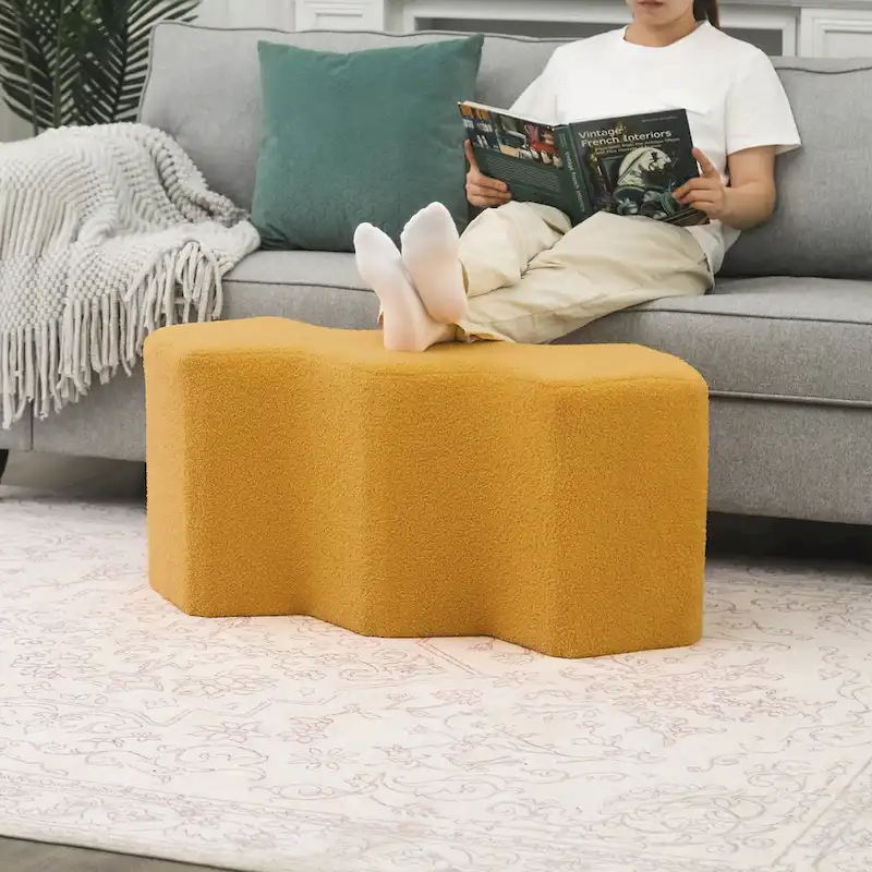 Velvet Polygon Ottoman Bench - 35 Long Footstool
