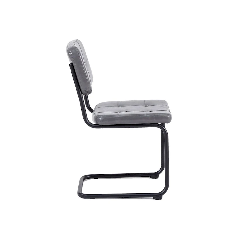 Modern Simple Leather Dining Chair with Metal Pipe