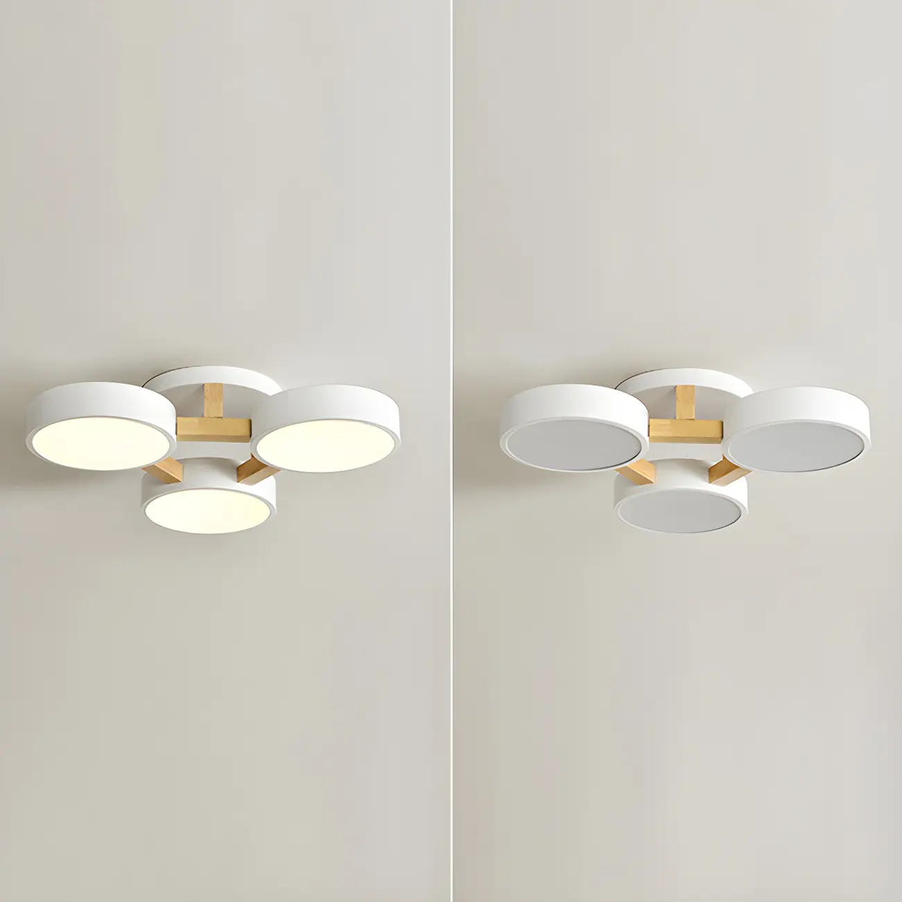 Green Drum Shade Semi Flush Ceiling Light 3-Gear Dimming