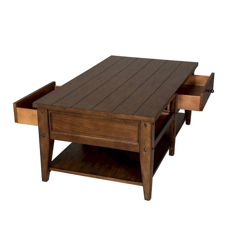 Liberty Furniture Lake House Cocktail Table Rustic Brown Oak