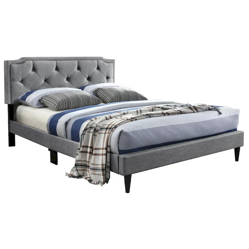 Deb Transitional Tufted Upholstered Panel Bed