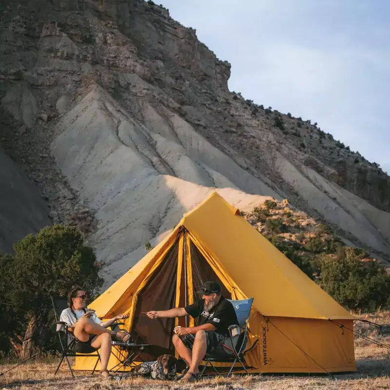 WHITE DUCK Regatta Canvas Bell Tent Collection with Stove Jack & Mesh Windows  4-Season Glamping Tent, Water Repellent