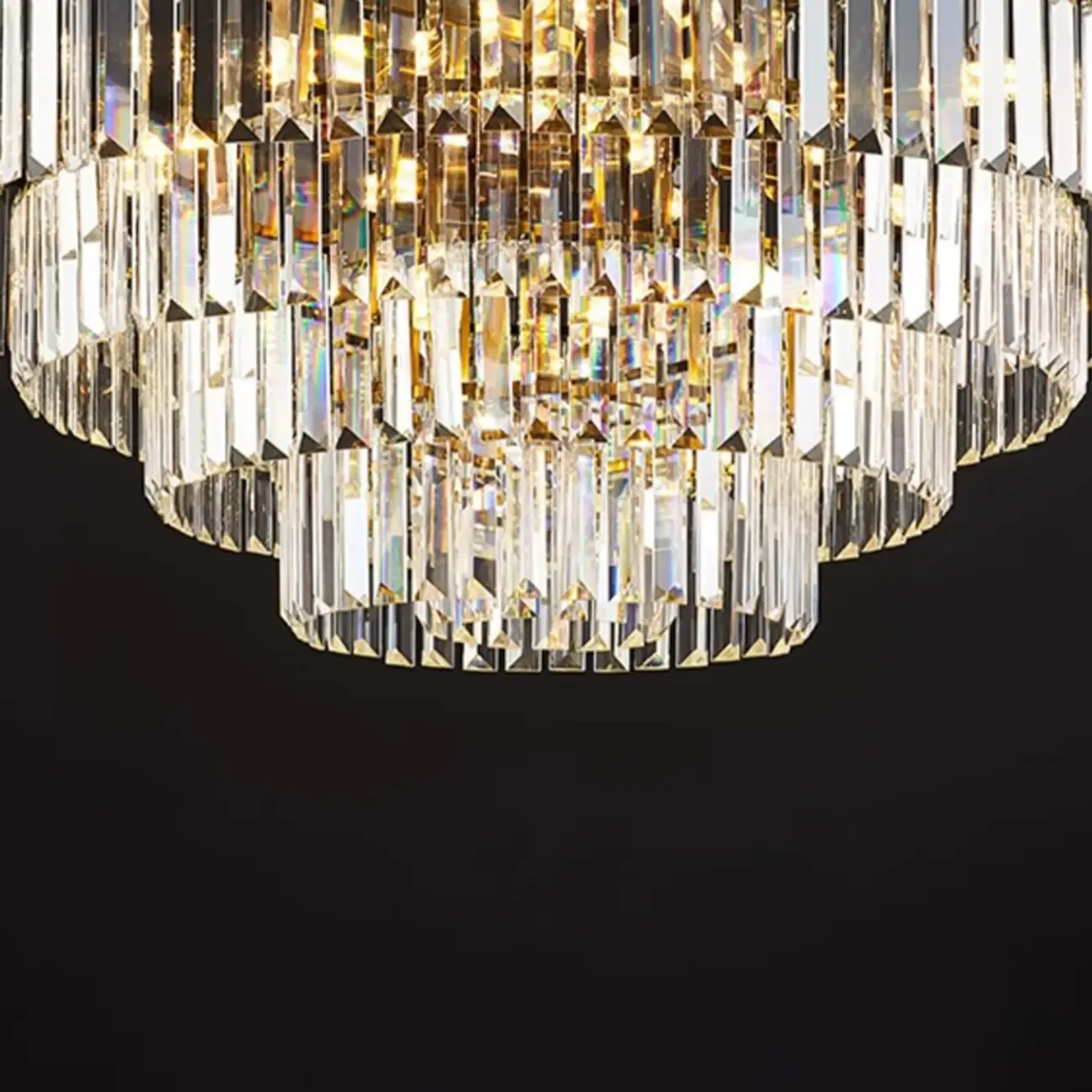 Luxury Crystal Gold Chandelier with Multi-Tiered Design