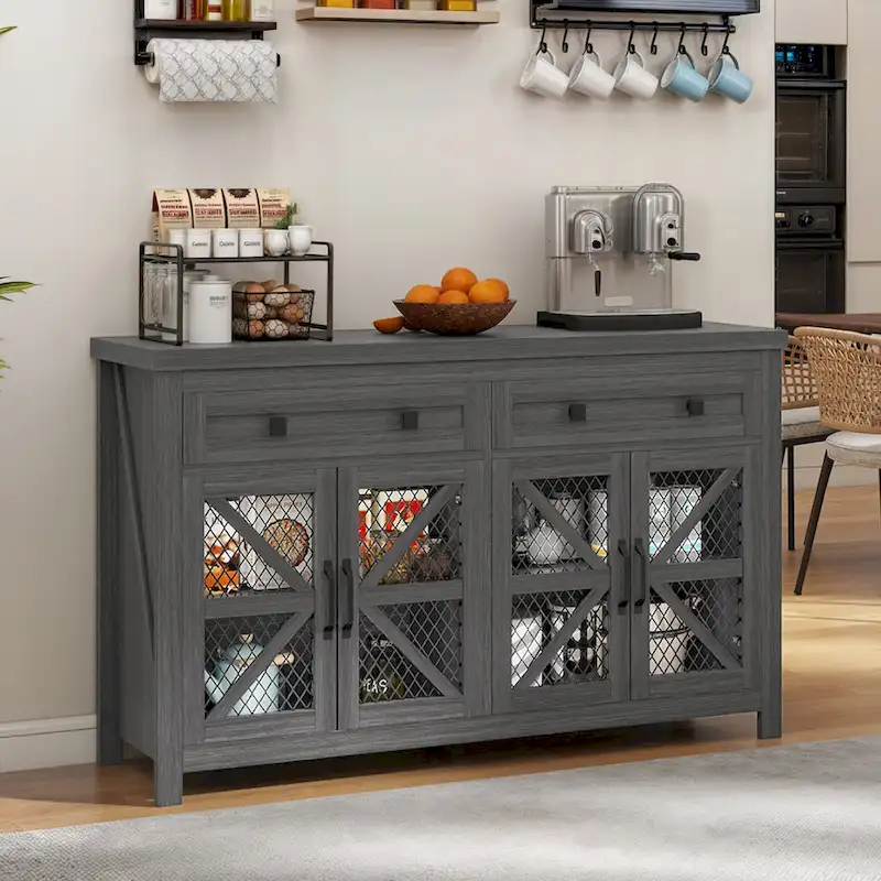 Moasis 55  Farmhouse Sideboard Buffet Cabinet With Storage, Coffee Bar Cabinet