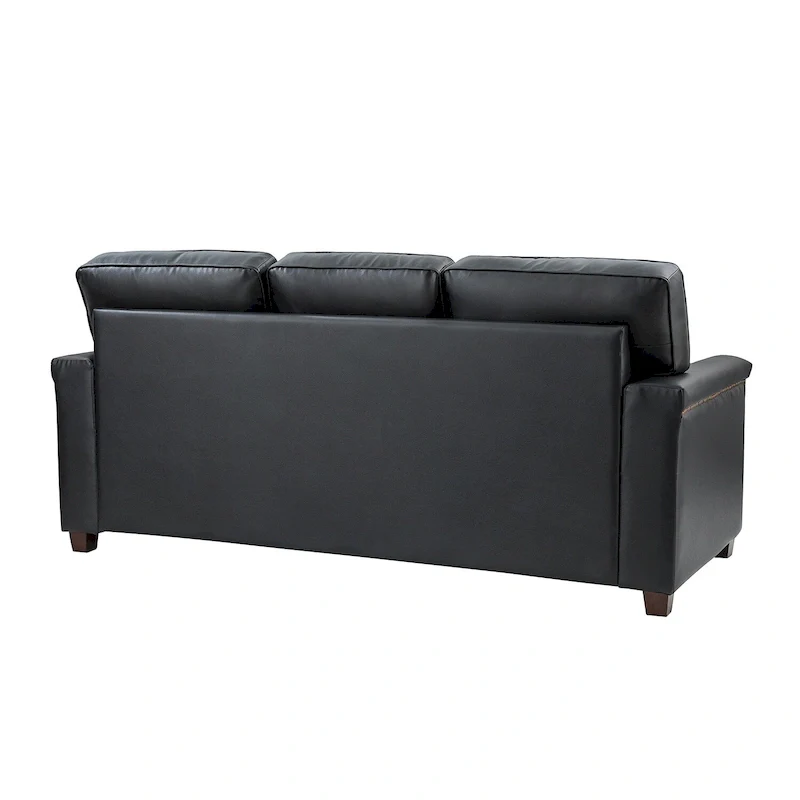 Rita Living Room 3-Seat Genuine Leather Sofa with Solid Wood Legs and Nailhead