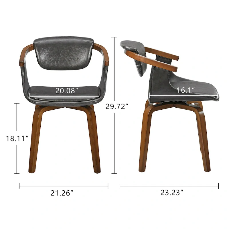 Art Leon Set of 4 Wood and Faux Leather Swivel Chairs