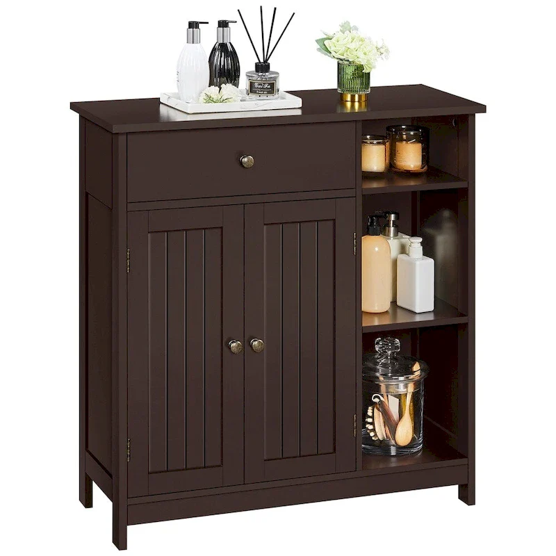 Free-Standing Bathroom Floor Cabinet with Adjustable Drawer