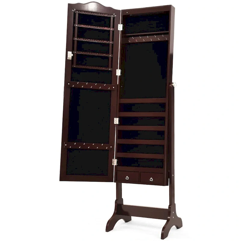 Newtown Espresso Jewelry Cabinet with LED Dressing Mirror