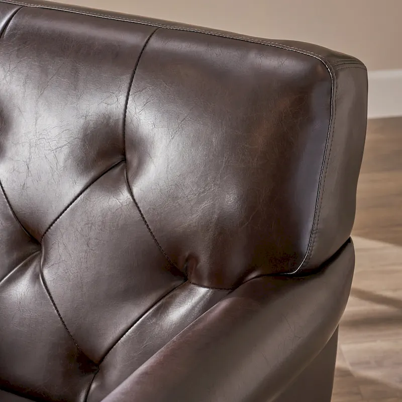 Veronica Tufted Brown Leather Club Chair by Christopher Knight Home